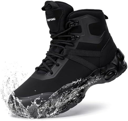 KEFUWU Military Tactical Boots Women Wide Waterproof 6 Inches Lightweight Durable Side-Zip Combat Hiking Work Boots Non Slip