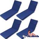 4 Pcs Indoor Outdoor Chaise Lounge Cushions Sponge Bench Outdoor Furniture Chaise Cushions Patio Chair Furniture Replacement (Dark Blue)