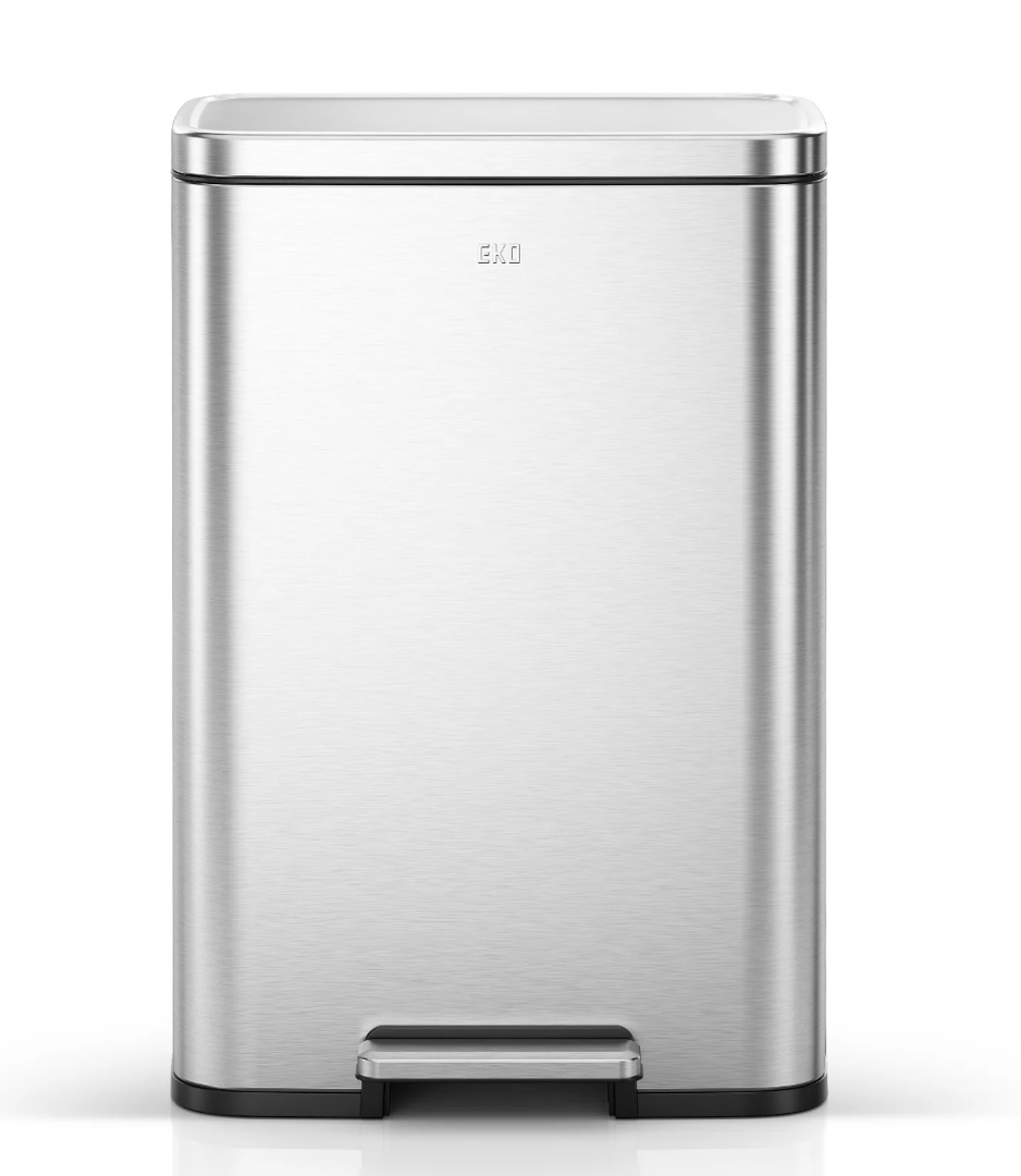 EKO Madison Matte Stainless 50 Liter/13.2 Gallon Step Trash Can w/Inner Liner - Fingerprint Resistant Finish