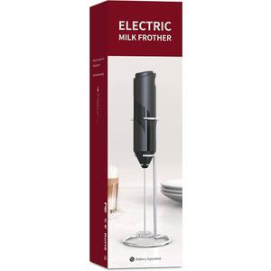 YSSOA Electric Milk Frother Handheld with Stainless Steel Stand Battery Operated Whisk Drink Mixer for Coffee, Frappe, Latte, Matcha, Hot Chocolate, Mini Hand Blender, Black (1 Pack)