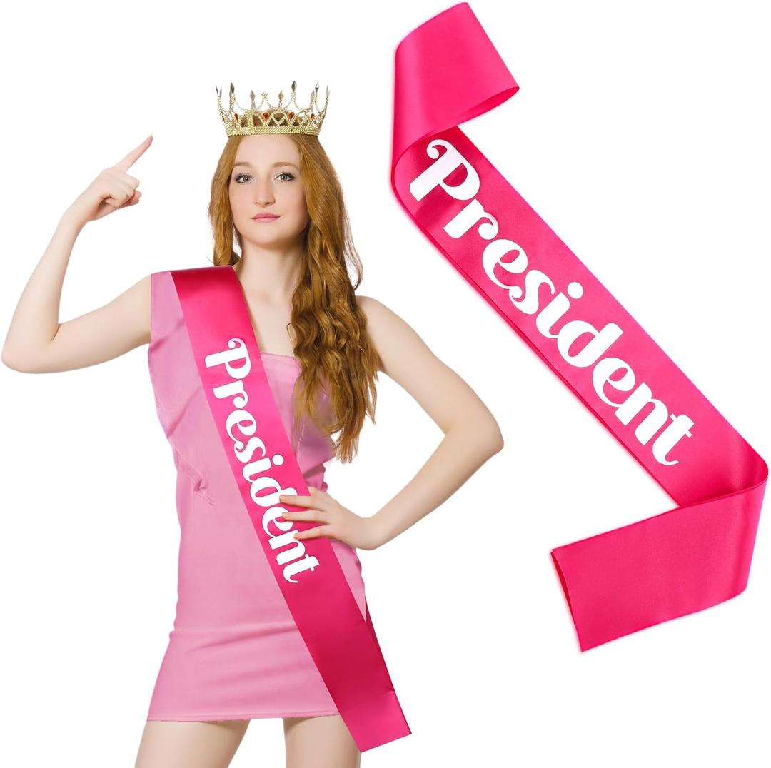 5 x President Satin Sash - Halloween Hot Pink for Women Adult - Beauty Pageant Birthday Decorations