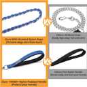 Chain Dog Leash Chew Proof Metal Leash for Medium Large Dogs, Chain Link Dog Anti Chew 5.2FT / 4FT Strong Anti Bite Comfortable Soft Padded Handle (Blue, 5FT(30-80lb)