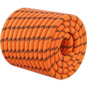 Double Braided Arborist Rigging Rope - 1/2 in X 100 ft 48 Strands Rappelling Outdoor Pulling Heavy Duty Polyester Bull Rope for Swing Tree Work Camping Rescue Hiking Logging - Orange