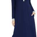 NACHILA Women's Nightgowns-Viscose Made from Bamboo, Long Sleeve Nightshirt Full Length Sleepshirt Soft Sleepwear with Pocket (Blue, M)