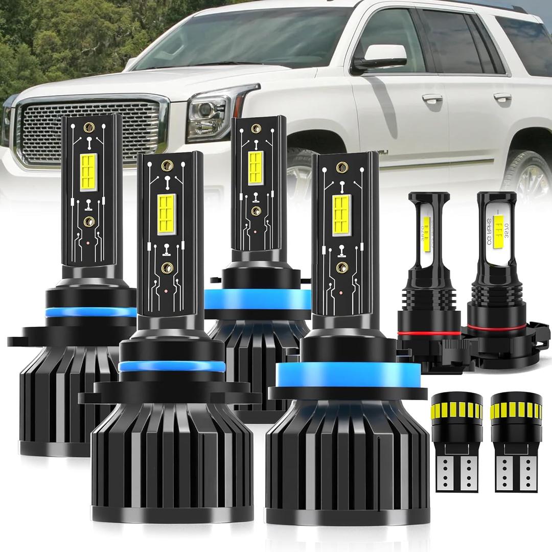 For 2015-2019 GMC Yukon light Bulbs, 9005 High Beam H11 Low Beam H16 Fog Light License Plate Lights Combo, 8PCS
