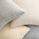 Topfinel Decorative Neutral Throw Pillow Covers 1616,Farmhouse Cozy Cushion Cover Set of 4 with Corduroy,Soft Accent Pillowcases for Couch,Bed,Living Room Home Decor (Cream,White)