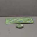Wireless Keyboard and Mouse Combo, Colorful Ergonomic Full Size Retro Low-Noise Keyboard with Cute keycaps, Compatible with Windows, PC, Perfer for Home and Office Keyboards (Green)