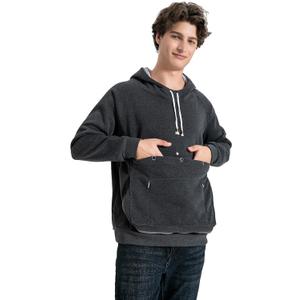 LINYUCHEN Cat Dog Carrier Hoodies  Puppy Kitten Carrying Sweatshirt Large Pet Pocket Pullover Top  Unisex Kangaroo Hoodies (Dark Heather)