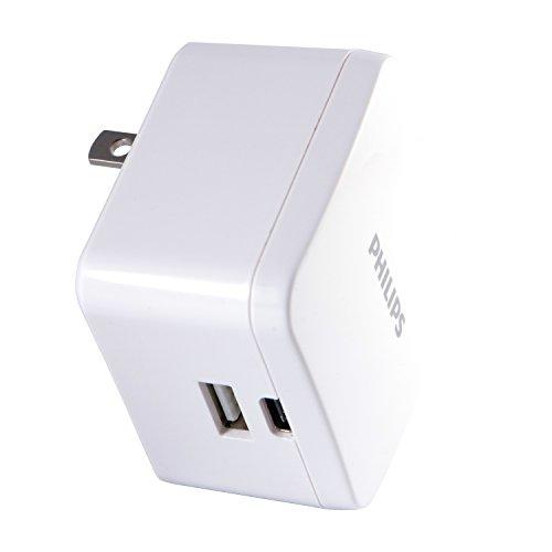 PHILIPS iPhone USB Wall Charger Block, 22.5W Charging Block with USB C and USB A for iPhone 16, 15, 14 Series, iPad, Power Adapter Cube, Foldable Plug Charging Box, White, DLP2507PTS1/27