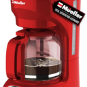 MÜELLERHOME 12-Cup Red Coffee Maker - Perfect for Home or Office, Borosilicate Carafe, Auto-Off, Reusable Filter, Anti-Drip, Keep-Warm Function, Clear Water Level Window, Red Kitchen Accessories