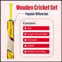 SPORTAXIS- Wooden Cricket Set- Contains Bat, 2 Light Tennis Balls, 3 Stumps, 2 Bails and Stylish Carry Bag- Perfect for Beach and Backyard Cricket for Kids.