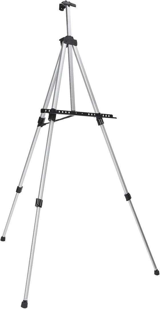 Adjustable Silver Metal Easel Collapsible Art Drawing Board Rack for Artists Display Stand