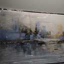 Abstract Wall Art Blue and White Reflection Large Size Framed Artwork Wall Decor Canvas Painting Stretched Canvas Wooden for Living Room Bedroom Office Home Decor Frame ready for hanging 30"x60"