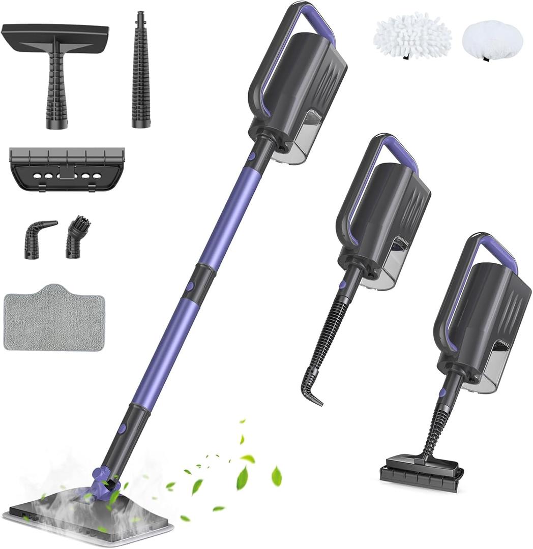 6-in-1 Steam Mop with Detachable Handheld Steamer Professional Steam Mop for Floor Cleaning, Sanitizing Steam Cleaner with Hot Vapor Technology Amethyst