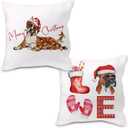 Boxer Dog Christmas Pillow Covers 18x18, Boxer Gifts for Lovers, Merry Christmas Xmas Pillow Covers for Couch, Living Room Bedroom Decor, Set of 2