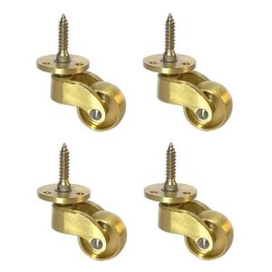Antique Solid Brass Caster with 25mm Wheel,360 Swivel Castor,Moving Caster Wheels,Vintage Castors for Furniture,Polished Brass,Screw Style Fitting,150kg Load Capacity,Set of 4