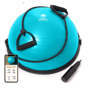 URBNFit Half Balance Ball - Stability Balance Board Trainer w/Resistance Bands for Core and Full Body Exercise