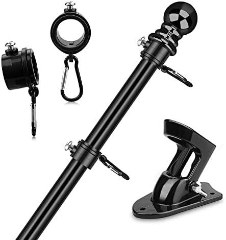 BonyTek 5 Foot Flagpole Kit for American Flag, Metal Flag Pole with Flag Holder and Rings for Residential House Yard Garden Commercial (Black) BonyTek 5 Foot Flagpole Kit for American Flag, Metal Flag Pole with Flag Holder and Rings for Residential House Yard Garden Commercial (Black)