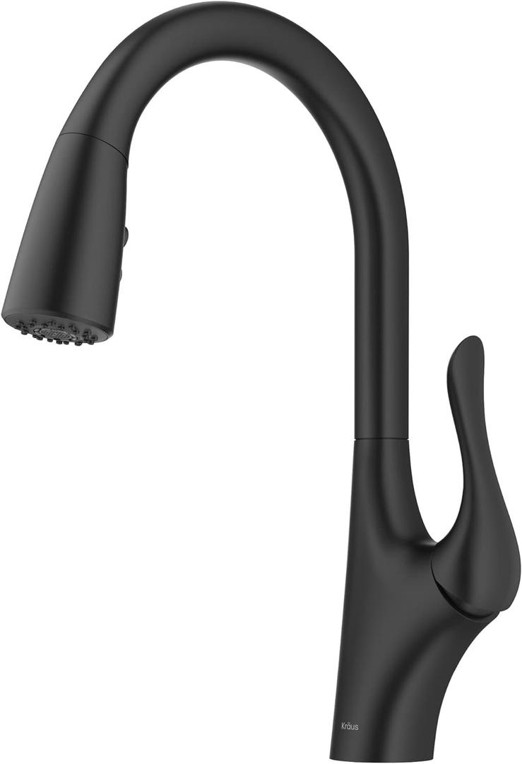 KRAUS Merlin Transitional Pull-Down Single Handle Kitchen Faucet in Matte Black, KPF-1674MB (15 5/8 Inch)