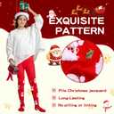 Aaronano 2 Pairs Girls Patterned Red Tights Christmas Holiday Stockings Kids Snowflake Printed Tights for Girls 4-10t (Christmas Leaf+Snowflake,Meduim)