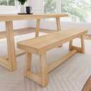 Plank+Beam 60 Inch Farmhouse Dining Bench, Solid Wood Entryway Bench, Wooden Outdoor Bench, Kitchen Dining Seat, Dining Room, Home Office, Living Room Furniture, Easy Assembly, Blonde Wirebrush (Bench for 72 Inch Table)