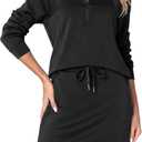 Casly Lamiit Half Zip Women 2 Piece Skorts Sets Athletic Sweatsuit Black L