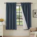 H.VERSAILTEX Linen Look 100% Blackout Curtains 63 Inches Long for Bedroom Full Light Blocking Rod Pocket Linen Textured Thick Window Curtain Drapes with White Backing, Navy, 2 Panels, 52"W x 63"L