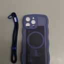 3 in 1 Magnetic for iPhone 16 Pro Max Case, 1X Screen Protector+1X Wrist Strap, Cute Wavy [Full Camera Protection] [Fit for MagSafe], Trendy Women Girls Case for iPhone 16 Pro Max 6.9", Deep Blue