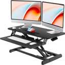 JOY worker Standing Desk Converter, 32" Wide Height Adjustable Sit Stand Up Desk Riser with Keyboard Tray, Desktop Workstation Riser for Home Office Computer Laptop, Particle Board, Black
