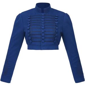 Women's Empire Costume Spencer Jacket Regency Crop Redingote Horse Riding Show Coat (Navy Blue) S