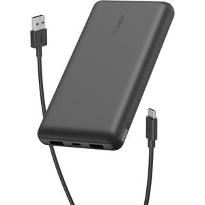 Belkin Portable Charger, USB-C Power Bank 20,000mAh w/ 2 USB-A Ports, 15W w/ Type-A to Type-C Cable for iPhone 16, 16 Plus, 16 Pro, 16 Pro Max, Samsung Galaxy S25, Galaxy S24, Pixel 9, & More - Black