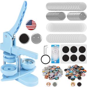 Happizza Button Maker Machine 58mm/2.25in, 2-in-1 Button Maker & Magnet Maker Machine for Making Badges and Fridge Magnets, DIY Pin Maker Machine Kit with 50 Badge Parts & 50 Magnet Making Supplies