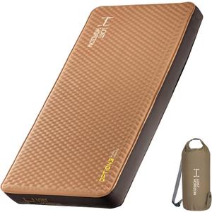 LOSTHORIZON Air & Foam Camping Mattress, Self-Inflating Sleeping Pad, 4.5" Thick, with Pump Sack, Single (Brown)