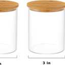 INIUNIK Glass Qtip Holder Dispenser with Bamboo Lid - 2 Pack Apothecary Jars - Cotton Balls Pads Swabs Holder Jar - Bathroom Vanity Canisters Jars for Countertop Storage and Organization