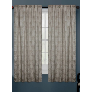 Zenna Home Linen Damask Blackout Rod Pocket Single Curtain Panel, Tan - 40"x84