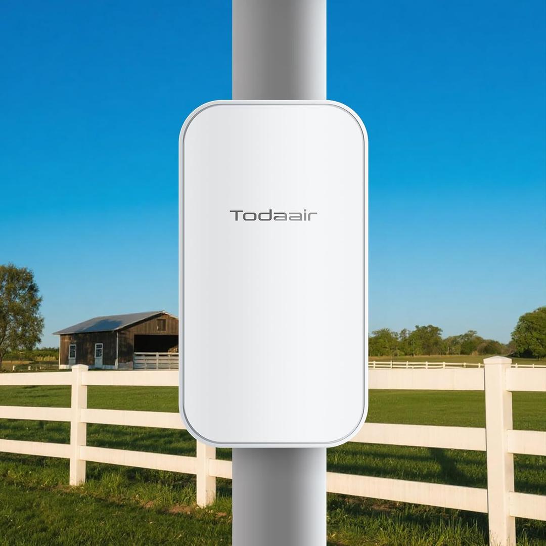 TODAAIR Outdoor WiFi Extender Long Range, WiFi Extender Signal Booster for Outdoors, WiFi Repeater Covers Up to Least 3440 Sq. ft and 30 Devices, Wi-Fi Signal Repeater for Farm, Courtyard, Factory
