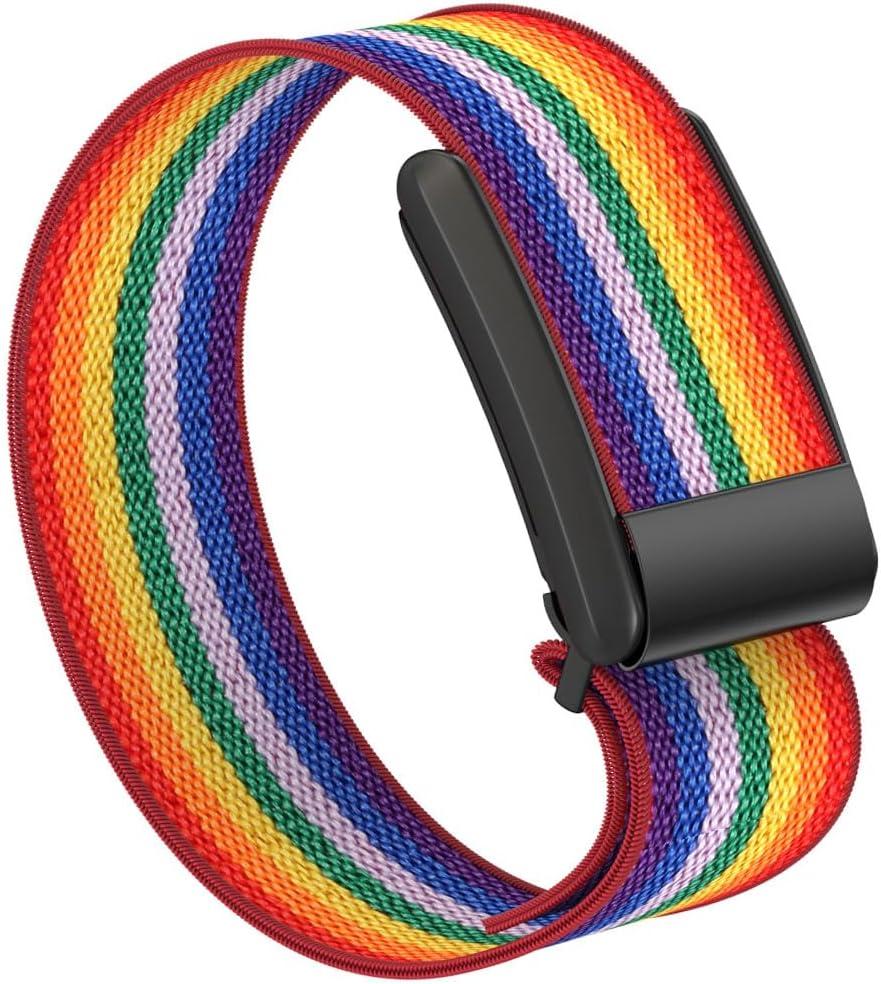 Stretchy Bands Compatible for WHOOP 4.0 - Breathable Nylon Strap Wristband - Soft, Comfort, Durability, Breathable, Easy to Use and Adjustable (Rainbow)