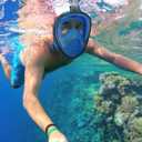 QingSong Full Face Snorkel Mask for Adults, Snorkeling Gear with Camera Mount, 180 Degree Panoramic View Snorkel Set Anti-Fog Anti-Leak