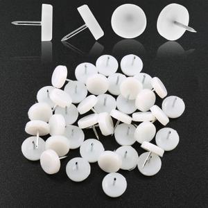 40 PCS Nail in Furniture Glides 18mm Nylon Chair Glides for Wood Floors, White Plastic Table Leg Protectors Chair Feet Sliders, Plastic Chair Legs Tack on Furniture Pads for Hardwood Floors