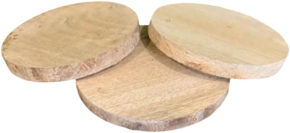 Wooden Coasters for Drinks - Natural Acacia Wood Drink Coaster Set for Drinking Glasses, Tabletop Protection for Any Table (Round Set of 6)