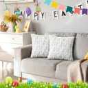 Moukeren Bow Pillow Covers 18x18 Inch Set of 4, Cute Bunnies & Bowknot Design, Soft Plush Coquette Room Decor, Fluffy Spring Decorative Pillowcases for Couch Bed Sofa Living Room(White)