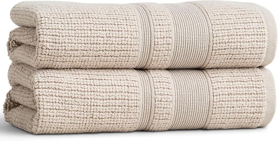 Preston Lane Douro Hand Towel Set 2 Pack Luxury Cotton Towels, Ultra Soft & Absorbent, Quick-Dry Spa-Quality Bathroom Towels, Made in Portugal, Clay 30 x 20