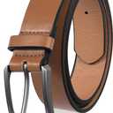 Men's Faux Leather Dress BeltClassic & Fashion Jeans Belts with Single Prong Buckle for Work Business and Casual (Brown 38)