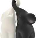 OwMell Set of 2 Loving Elephant Statue Figurine, 6" Elephant Ring Holder, Gifts for Couples Home Lucky Decor - Matte