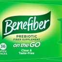 Benefiber On The Go Prebiotic Fiber Supplement Powder for Digestive Health, Daily Powder, Unflavored Stick Packs - 36 Sticks (Pack of 2)