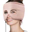 Heated Sinus Relief Mask for Sinus Pressure, Migraine & Headache USB Corded Face Heating Pad with 3 Temperature Settings & 30-Min Auto Shut-Off, Pink