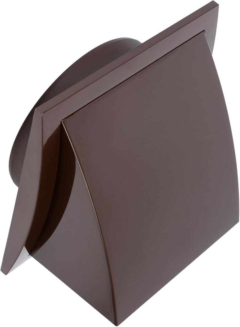 6 Inch Plastic Exhaust Vent Hood with Backdraft Damper  Brown ABS Plastic Wall Vent Cover  Outlet for Bathroom, Kitchen, Dryer Vent, Garage  Indoor & Outdoor HVAC Ducting Flap Cap