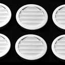 2" Round Plastic Louver Soffit Air Vent Reptile Screen Grille Cover Multiple Colors/Quantities (6, White)