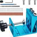 Pocket Hole Jig Kit with 3 Drill Hole Guide Pocket Drill Hole System with 15 Degree Joint Angle Tool Portable Pocket Joinery Screw Kit DIY Woodworking Carpentry Locator