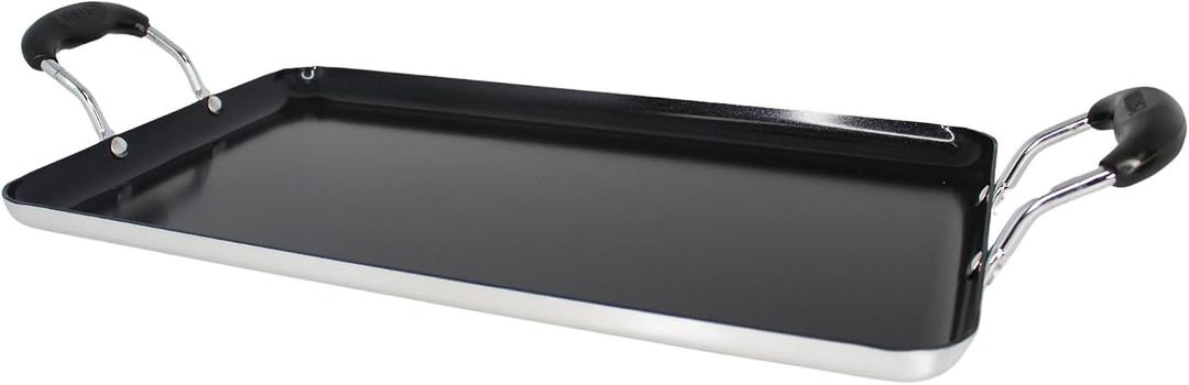 IMUSA 19 x 12 Inch Aluminum Black Ceramic Double Burner Griddle